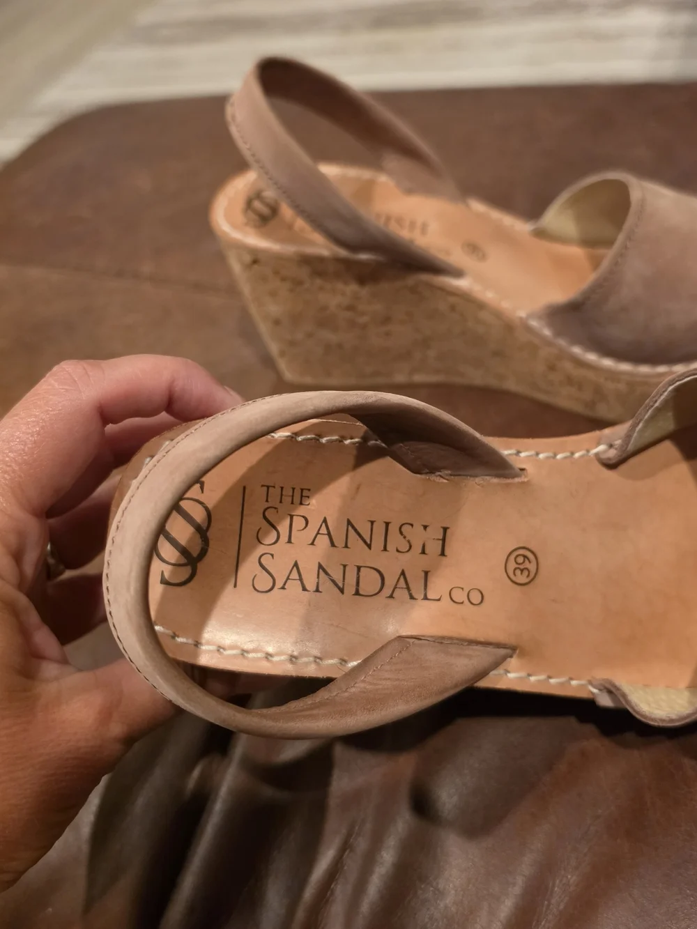 Taupe Cork Wedge Slingback Spanish Sandals